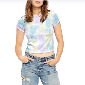 NWT Free People “Bright Eyes” Tie Dye Babydoll Velvet Tee